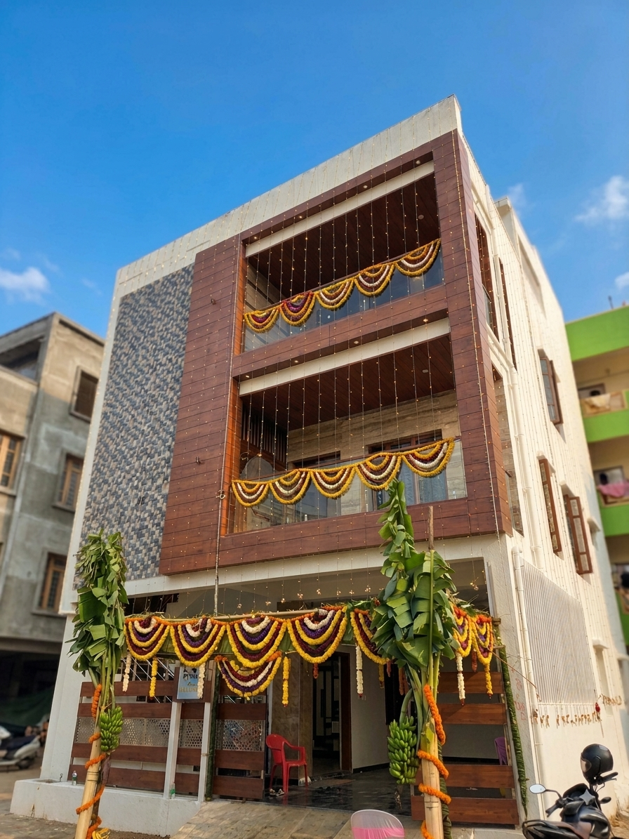 Guruprasad Residence, a completed three-storey independent house in Maragondanahalli.