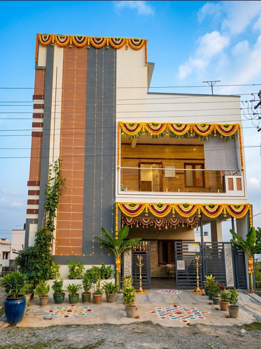 Manjunath Residence, a completed three-storey independent house in Suradenpura.